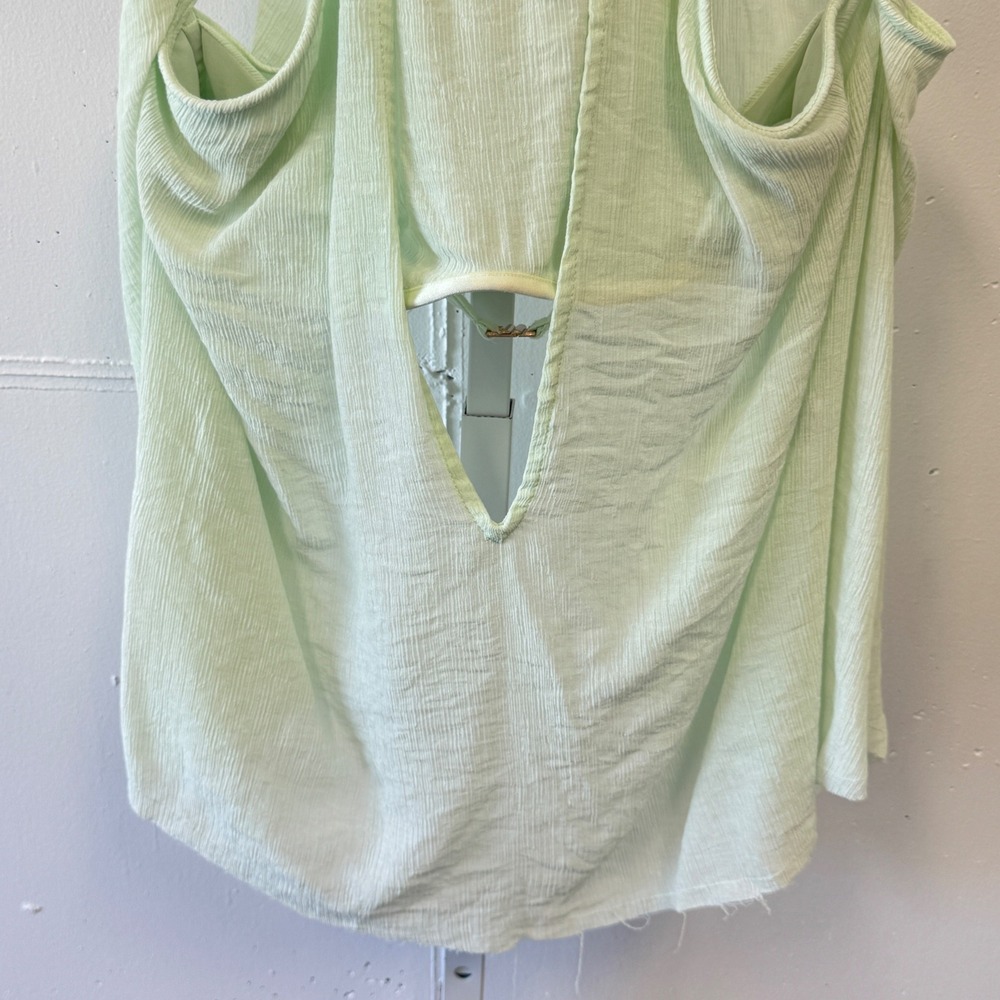 NWT Sabo Skirt Mint Green Halter Top Textured Open Back Cutout Tie Neck Large - Picture 4 of 8